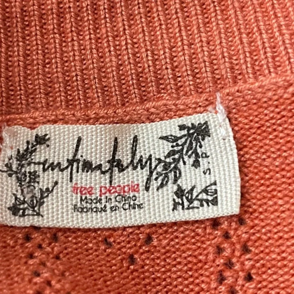 Free People Size Small Pointelle Me About It Bodysuit Orange Mock Neck Ruffle